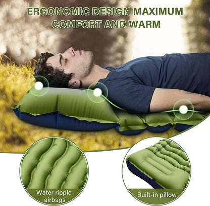 Grey 190cm Ultra-Light Foot Pump Inflatable Camping Sleeping Pad - Image 4