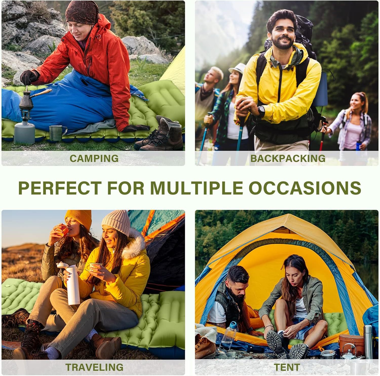 Grey 190cm Ultra-Light Foot Pump Inflatable Camping Sleeping Pad - Image 9