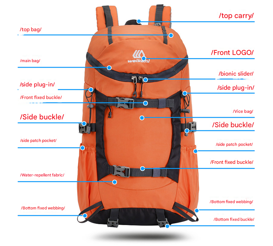 Black 20L Women's Orange Mountaineering Backpack - Water-Resistant - Image 3