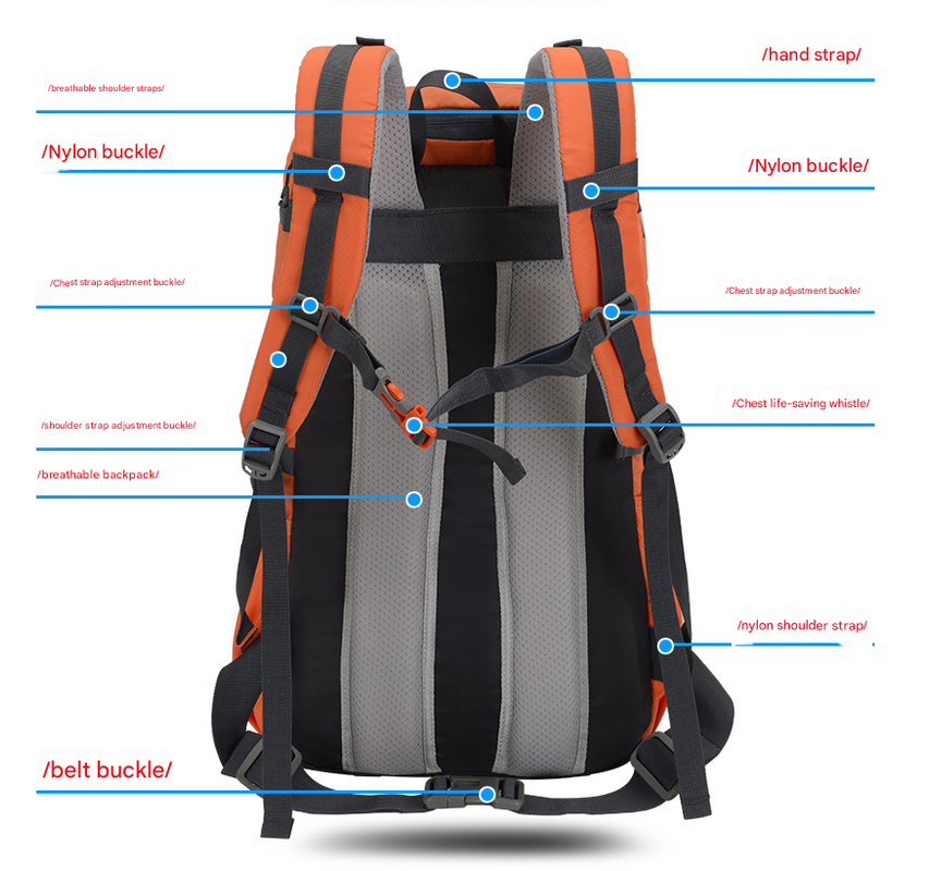 Black 20L Women's Orange Mountaineering Backpack - Water-Resistant - Image 4