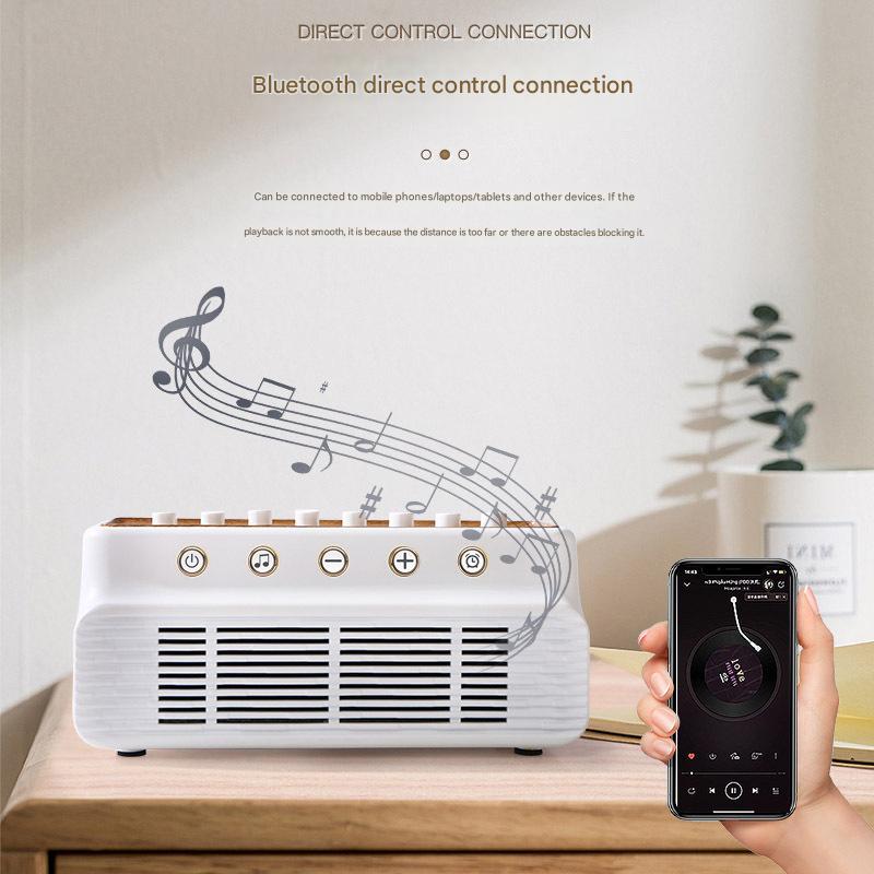 Retro White Noise Sound Machine & Bluetooth Speaker - 8 Nature Sounds, Smart Timer(white) - Image 3