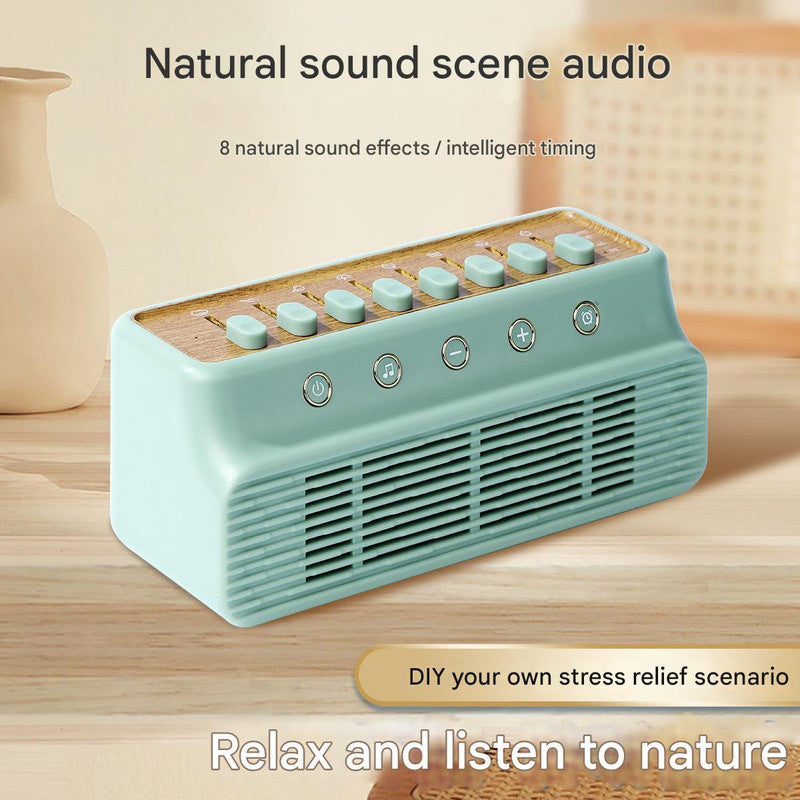 Retro White Noise Sound Machine & Bluetooth Speaker - 8 Nature Sounds, Smart Timer(Black and white) - Image 2
