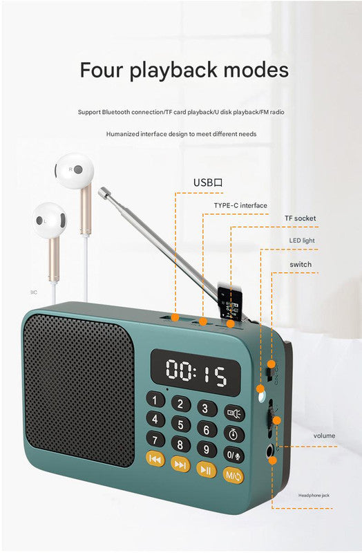 Portable Digital Music Player & FM Radio,4 Playback Modes, LED Flashlight(Gray) - Image 4