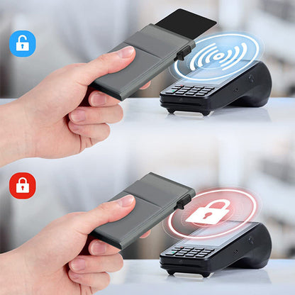 Ultra-Slim Pop-Up Card Holder Wallet with RFID Blocking(Blue + Blue Card Holder) - Image 5