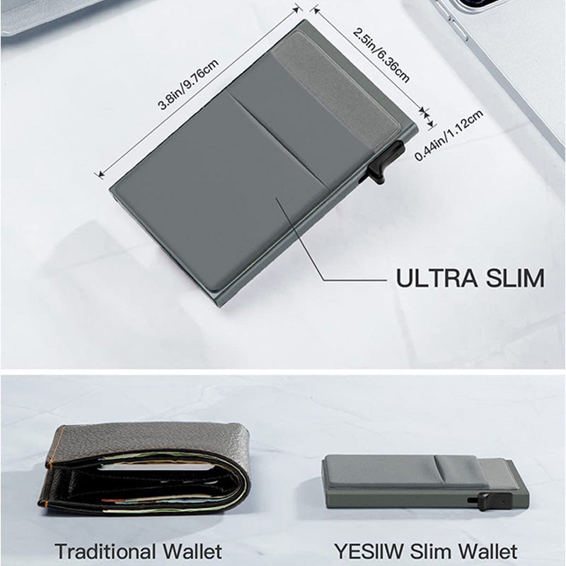 Ultra-Slim Pop-Up Card Holder Wallet with RFID Blocking(Green + Green Card Holder) - Image 4