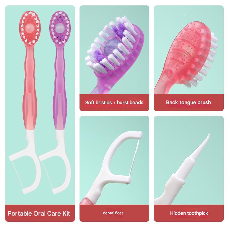 4-in-1 Disposable Travel Toothbrush with Flavor Burst Bead(Peach flavor) - Image 3