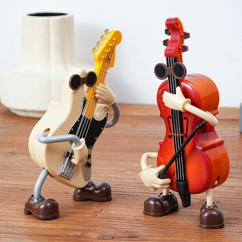 Dancing Musical Instrument Figurines - Wind-Up Guitar & Cello Toys with Moving Parts(Guitar) - Image 3