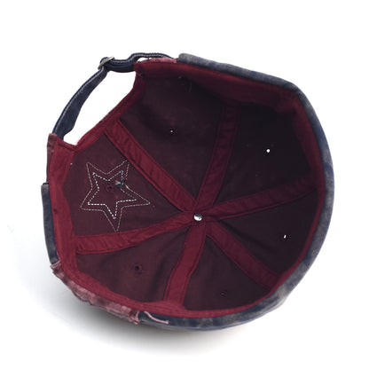Vintage Washed Cotton Docker Cap - Unisex Brimless Beanie Hat with Star Patch(Black) - Image 2