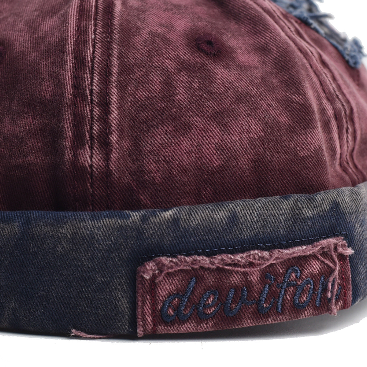 Vintage Washed Cotton Docker Cap - Unisex Brimless Beanie Hat with Star Patch(Coffee) - Image 3