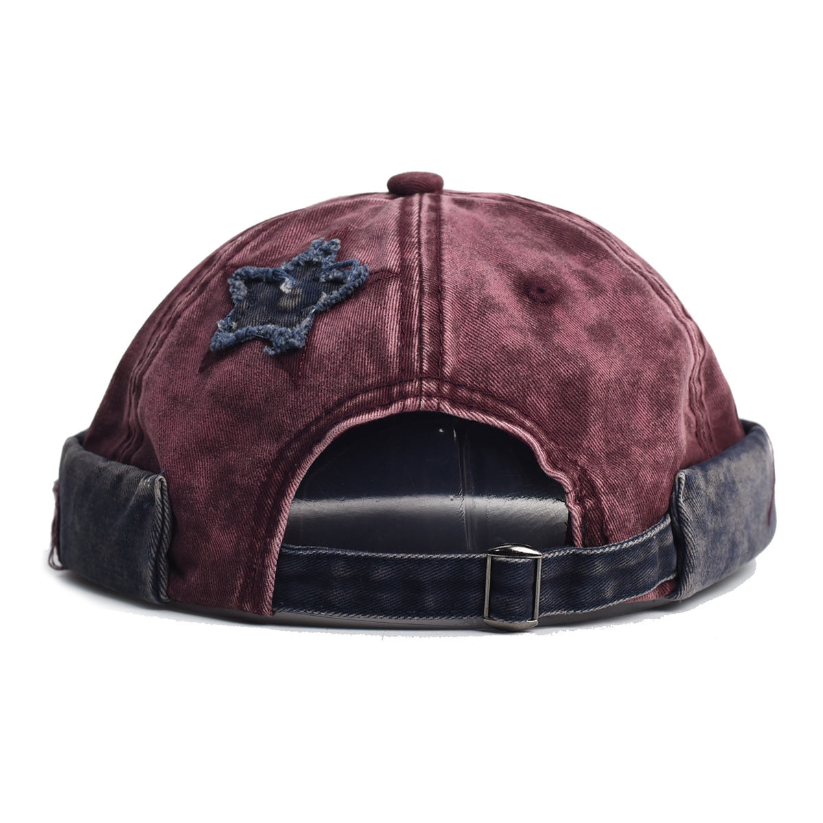 Vintage Washed Cotton Docker Cap - Unisex Brimless Beanie Hat with Star Patch(Coffee) - Image 4