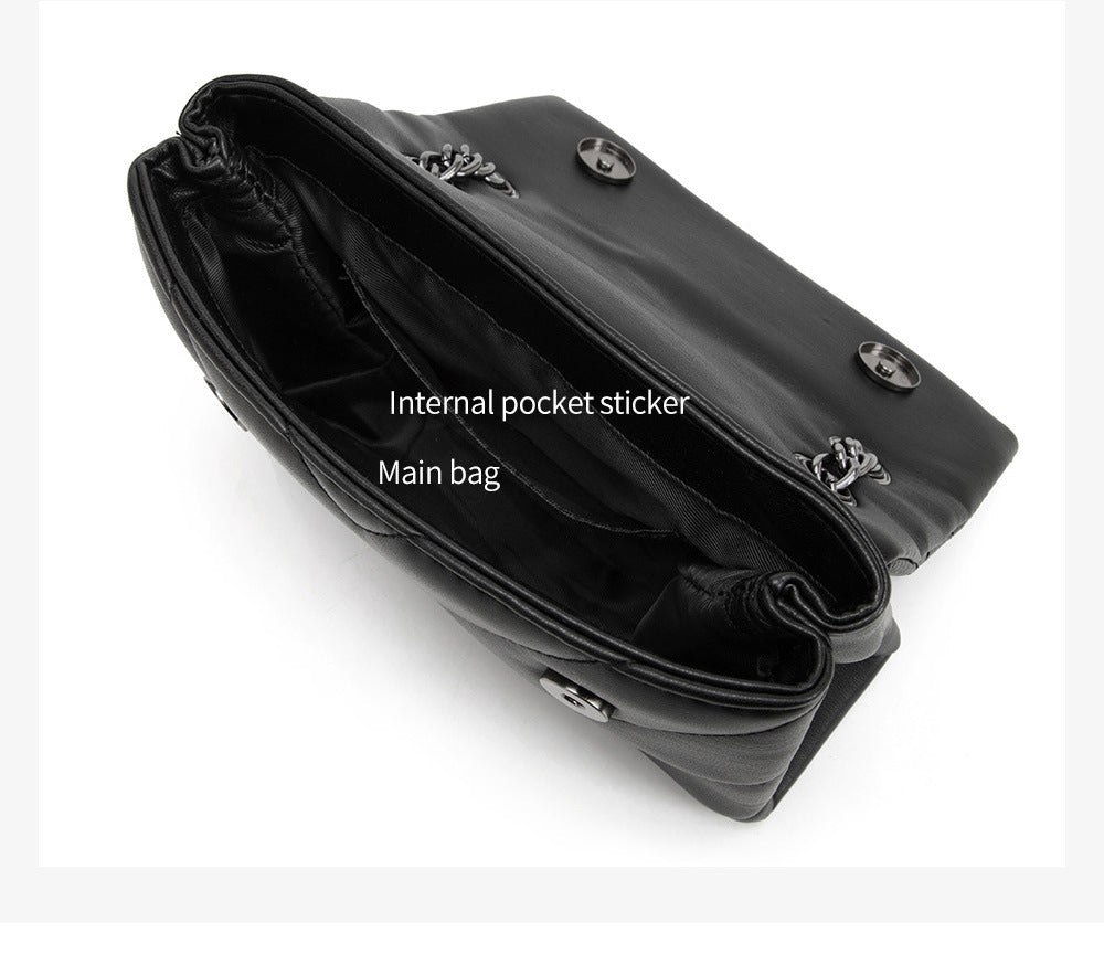 Elegant Quilted Leather Chain Bag with Bird Head Clasp(Black) - Image 8