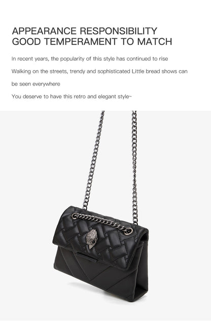 Elegant Quilted Leather Chain Bag with Bird Head Clasp(Pink) - Image 4