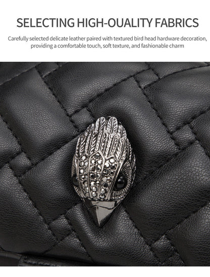 Elegant Quilted Leather Chain Bag with Bird Head Clasp(Wine red) - Image 5