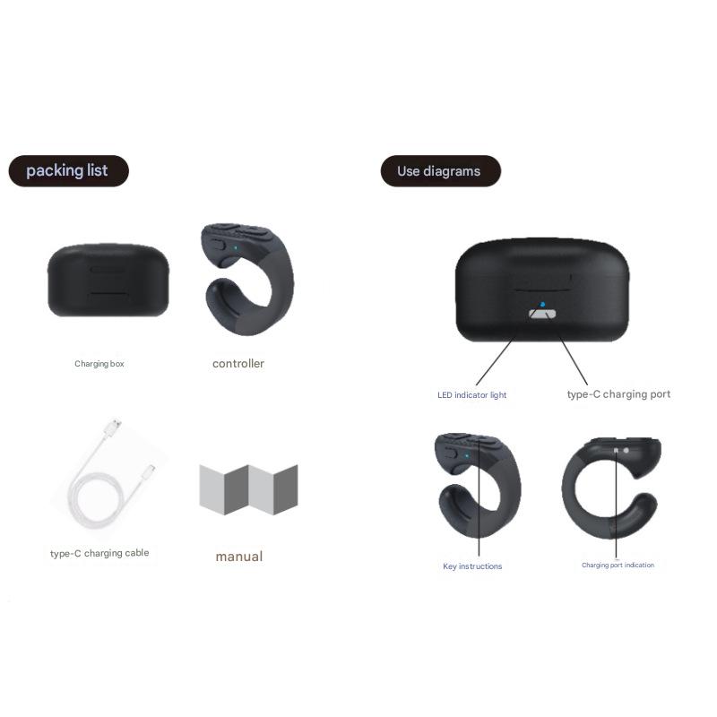 Fingertip Remote Control Ring for TikTok, Kindle & Short Video Apps - Page Turner(Black) - Image 3