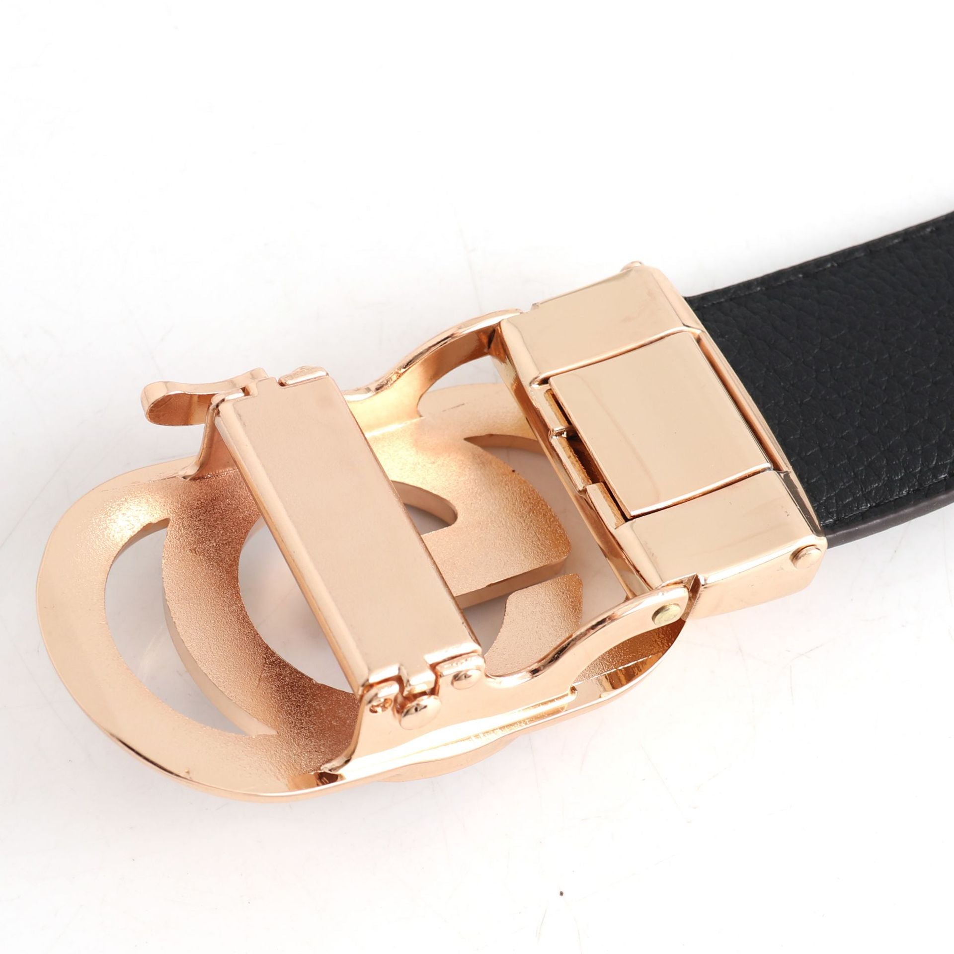 Luxury Designer Style PU Leather Belt,Automatic Buckle(V-patterned black-gray belt + gray buckle) - Image 2