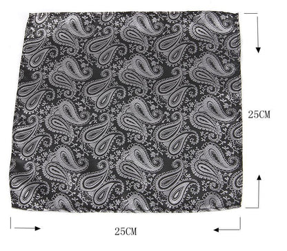 Men's Formal Paisley Ascot Cravat & Pocket Square Set - Adjustable Necktie for Weddings(Dark Gray pattern) - Image 4