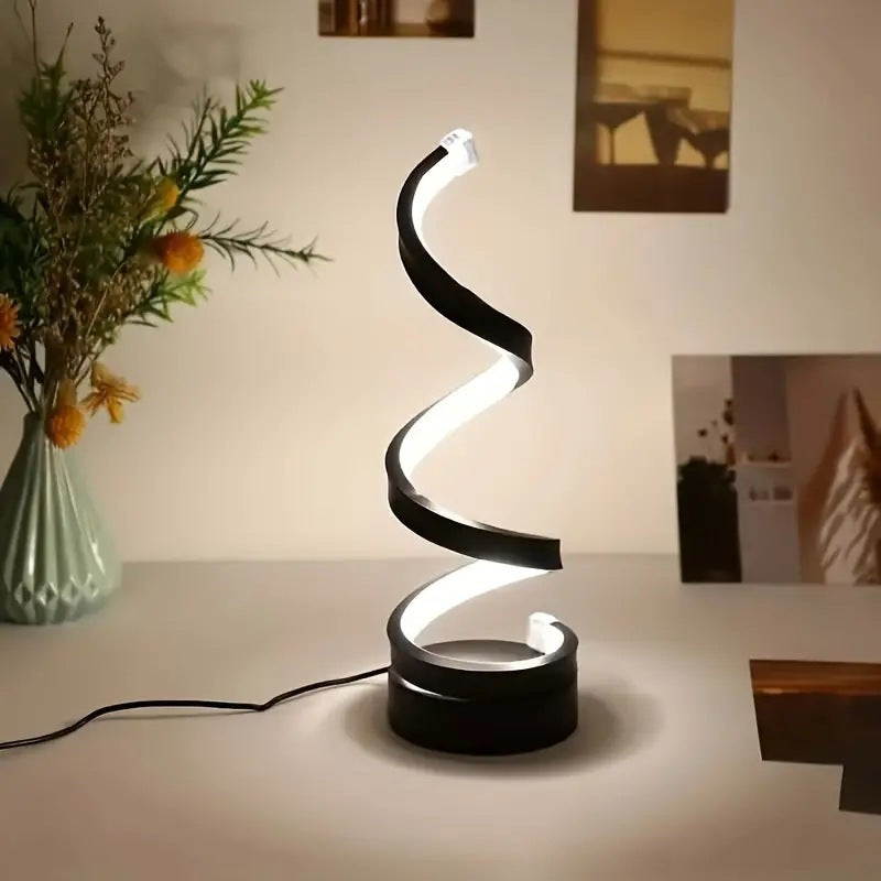 Modern Spiral LED Table Lamp - Dimmable, 3 Light Modes(black) - Image 3