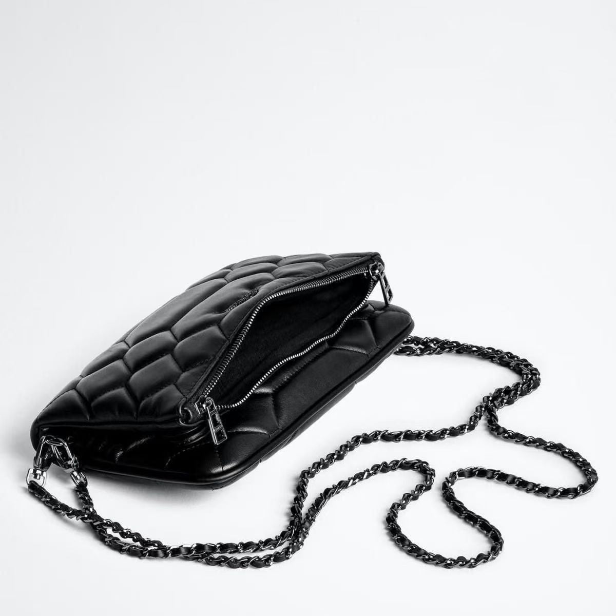 Chic Quilted Leather Crossbody Bag with Chain Strap & Tassel Detail(Pure white) - Image 3