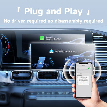 2-in-1 Wireless CarPlay & Android Auto Adapter - Plug & Play Dongle for Cars(Applicable to iPhone-White) - Image 2