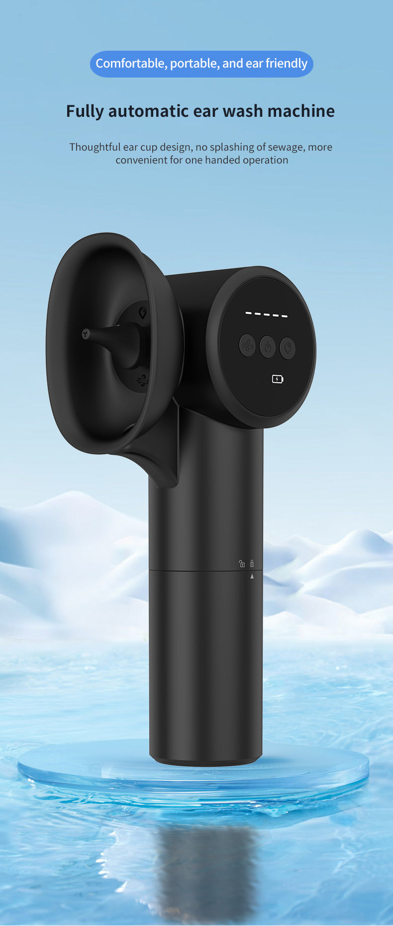 Automatic Electric Ear Wax Removal & Irrigation System - 5 Modes, USB-C, Hot Air Drying(black) - Image 2