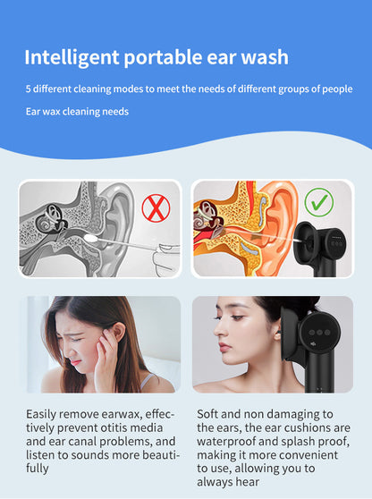 Automatic Electric Ear Wax Removal & Irrigation System - 5 Modes, USB-C, Hot Air Drying(black) - Image 4