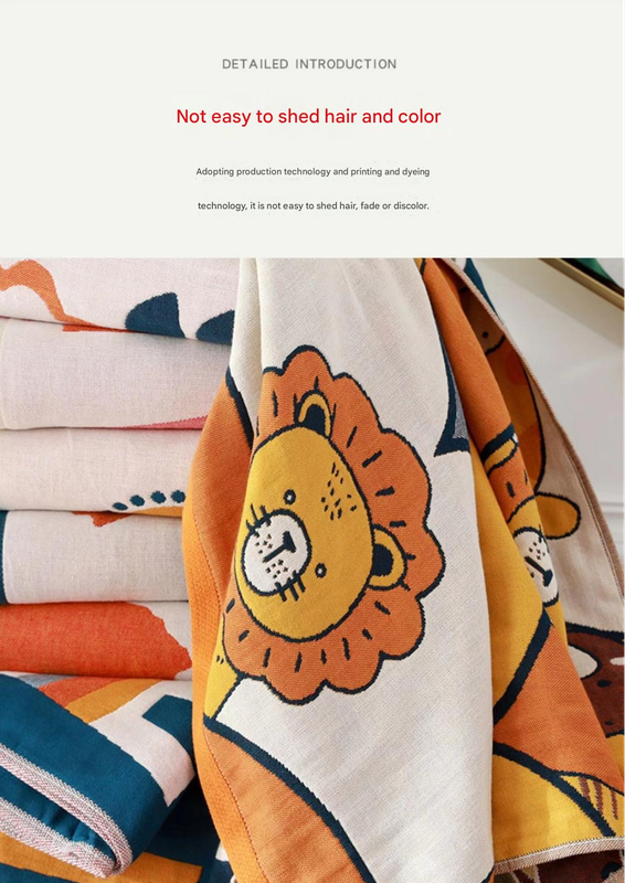 Premium Cartoon Animal Print Gauze Bath Towel - 70x140cm, Soft, Absorbent(Big round flower 70*140) - Image 2