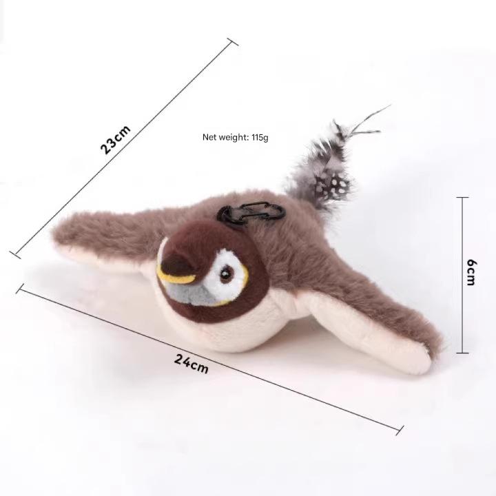 Interactive Flapping Wing Bird Toy for Cats & Dogs,Motion Activated with Sound(Lomi Brown Sparrow) - Image 3