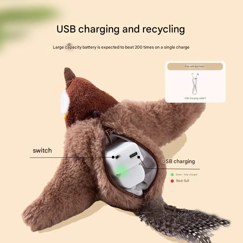 Interactive Flapping Wing Bird Toy for Cats & Dogs,Motion Activated with Sound(Milo Gray Penguin) - Image 3