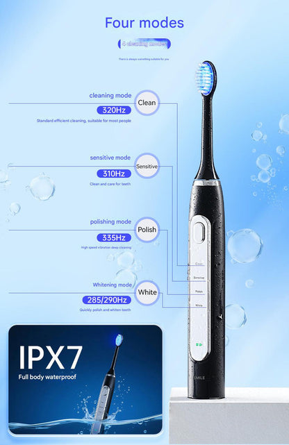 LED Sonic Electric Toothbrush - 2-in-1 Cleaning & Whitening, 4 Modes(white) - Image 6