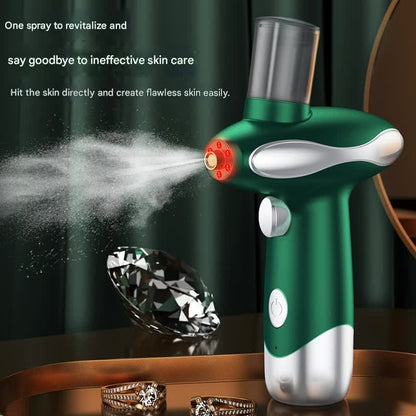 Portable Nano Facial Steamer & Oxygen Sprayer with Red/Blue Light Therapy(green) - Image 2