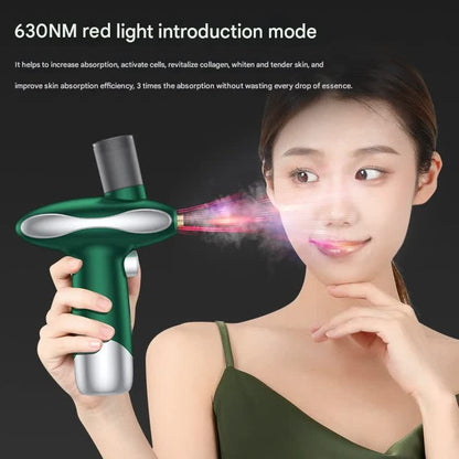 Portable Nano Facial Steamer & Oxygen Sprayer with Red/Blue Light Therapy(green) - Image 3