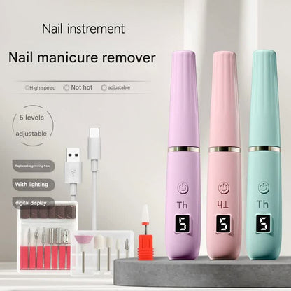 Portable Electric Nail Drill Machine Kit - 18000 RPM, 5-Speed, USB-C Rechargeable with LED Display(purple) - Image 2