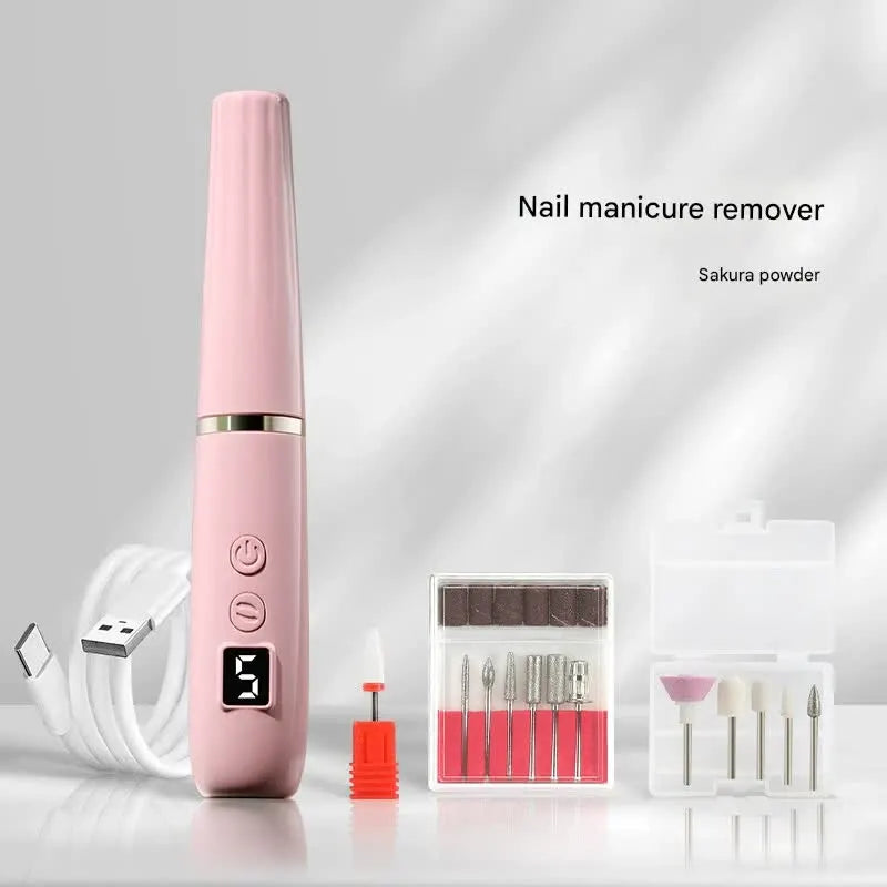 Portable Electric Nail Drill Machine Kit - 18000 RPM, 5-Speed, USB-C Rechargeable with LED Display(Pink)