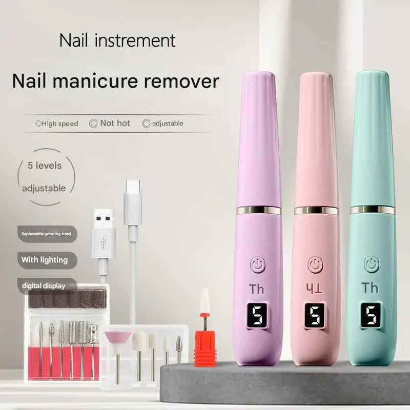 Portable Electric Nail Drill Machine Kit - 18000 RPM, 5-Speed, USB-C Rechargeable with LED Display(Pink) - Image 2