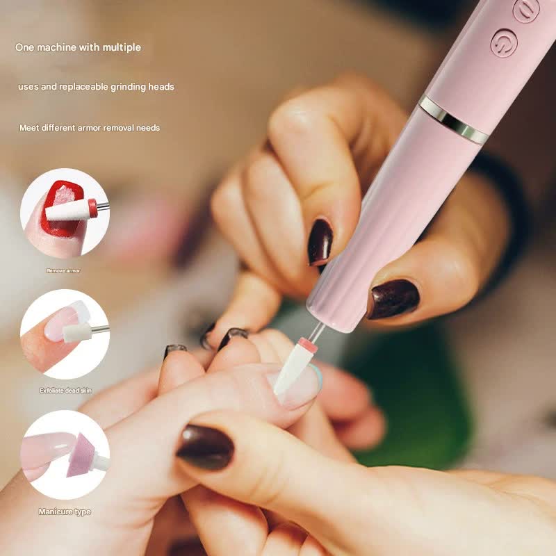 Portable Electric Nail Drill Machine Kit - 18000 RPM, 5-Speed, USB-C Rechargeable with LED Display(Pink) - Image 3