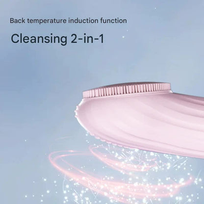 Silicone Facial Cleansing Brush - 6-Speed Vibration, Food-Grade Antibacterial Material with Warming Function(pink) - Image 3