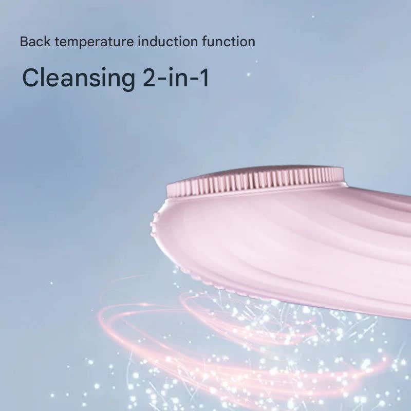 Silicone Facial Cleansing Brush - 6-Speed Vibration, Food-Grade Antibacterial Material with Warming Function(Black) - Image 3
