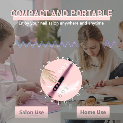 Portable Cordless Electric Nail Drill Kit with UV Lamp - 0-20000RPM, LED Display, 12 Bits(Purple) - Image 6