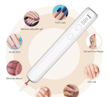 Portable Electric Nail Drill Pen Kit - USB-C Rechargeable, 3-Speed, High Torque, Low Heat(Khaki) - Image 2