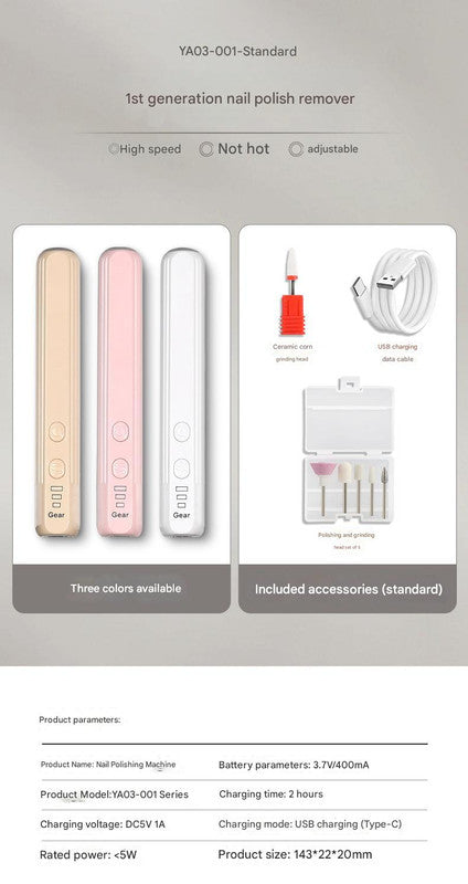 Portable Electric Nail Drill Pen Kit - USB-C Rechargeable, 3-Speed, High Torque, Low Heat(Pink) - Image 5