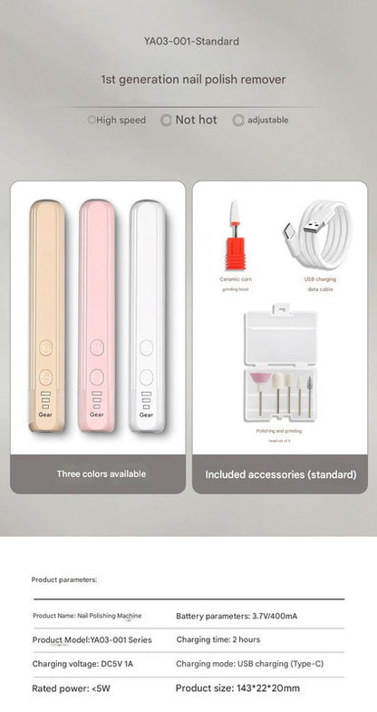 Portable Electric Nail Drill Pen Kit - USB-C Rechargeable, 3-Speed, High Torque, Low Heat(Pink) - Image 5
