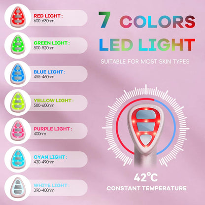 7-in-1 LED Facial Therapy Wand with 180 Rotatable Head & 42C Constant Temperature(pink) - Image 2