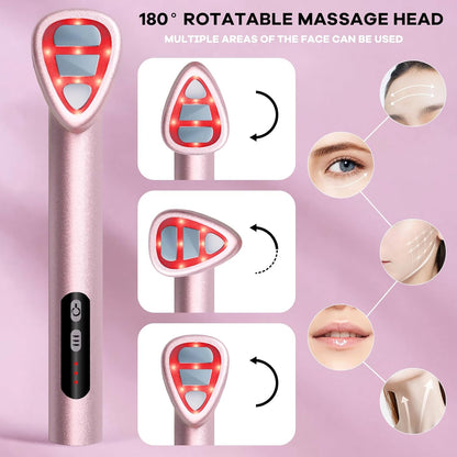 7-in-1 LED Facial Therapy Wand with 180 Rotatable Head & 42C Constant Temperature(pink) - Image 3