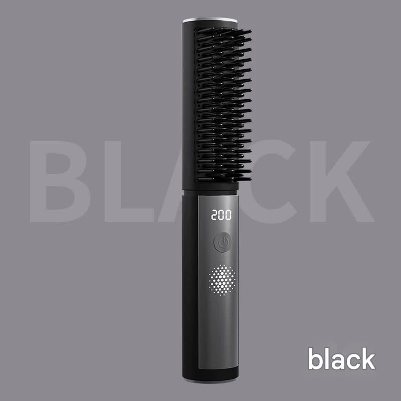 Cordless Hair Straightener Comb - 4 Temperature Settings, USB-C, PTC Heating(black)
