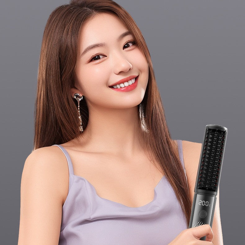 Cordless Hair Straightener Comb - 4 Temperature Settings, USB-C, PTC Heating(black) - Image 4
