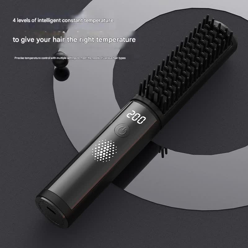 Cordless Hair Straightener Comb - 4 Temperature Settings, USB-C, PTC Heating(pink) - Image 3