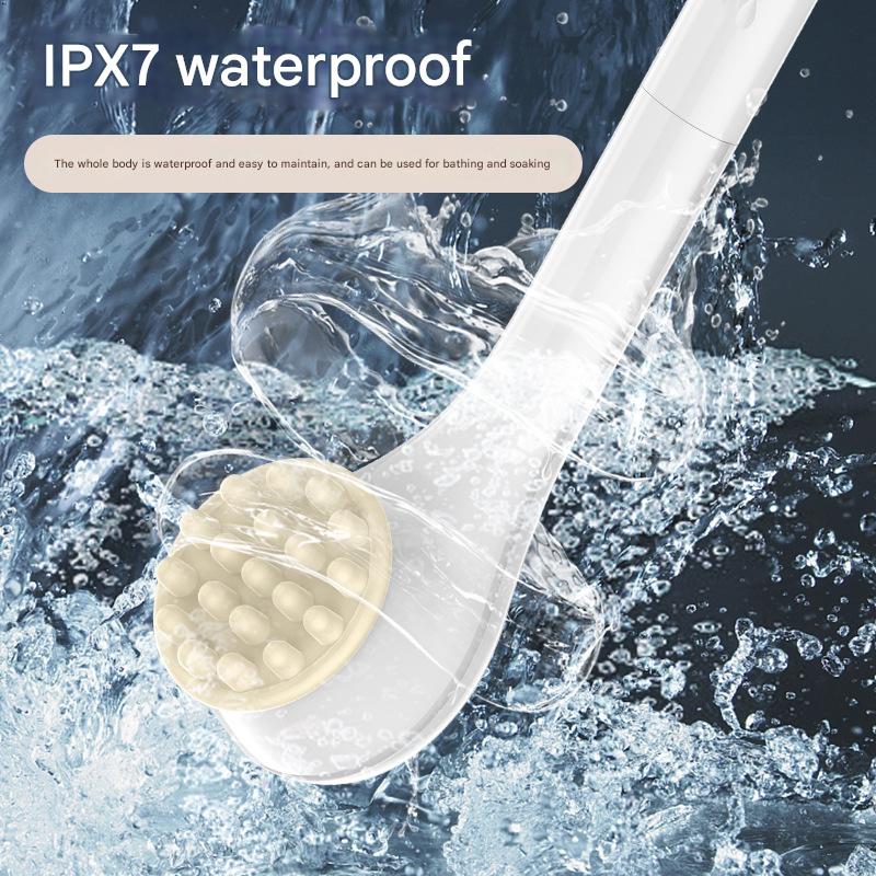 Rechargeable Electric Body Brush & Back Scrubber - 6 Heads, IPX7 Waterproof(Green) - Image 3
