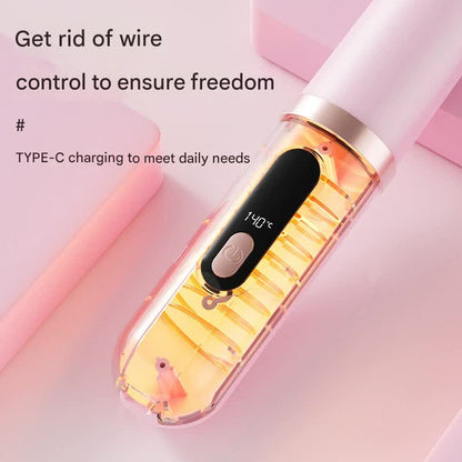 Cordless Hair Straightener Brush - 4000mAh USB-C Rechargeable, 4 Temps, Anti-Scald 3D Comb Design(Green) - Image 3
