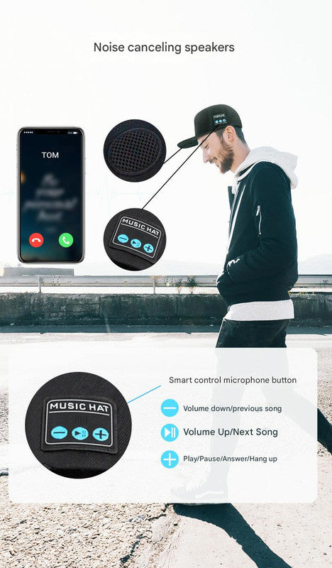 Wireless Bluetooth 5.0 Music Hat - Outdoor Speaker Cap with Mic, Sun Protection & Breathable Fabric(Gray) - Image 3