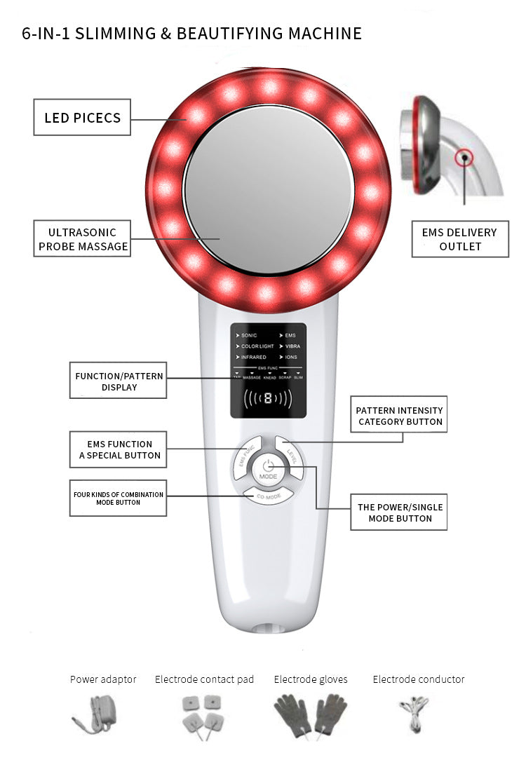 6-in-1 Ultrasonic Slimming & Beautifying RF Device - Body Sculpting & Skin Rejuvenation(white) - Image 4